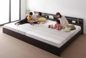 連結ベッド 国産 日本製 ポケットコイルマットレス付き セット 親子で寝られる・将来分割できる連結ベッド( 幅 :ワイドK220(S+SD))( 奥行