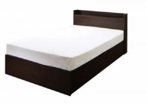 シングルベッド 茶 連結ベッド マルチラススーパースプリングマットレス付き セット 連結 棚・コンセント付整理 収納 ベッド( 幅 :シング