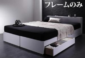 シングルベッド 白 整理 収納付き ベッド用ベッドフレームのみ 単品 棚・コンセント付き整理 収納 ベッド( 幅 :シングル)( 奥行 :レギュ