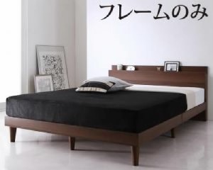 セミダブルベッド 白 すのこ 蒸れにくく 通気性が良い ベッド用ベッドフレームのみ 単品 棚・コンセント付きデザインすのこ ベッド( 幅 :