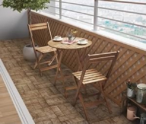 ガーデンファニチャーダイニングセット 3点 ダイニングテーブルセット (テーブル 机 +チェア (イス 椅子) 2脚) アカシア天然木 木製 スリ