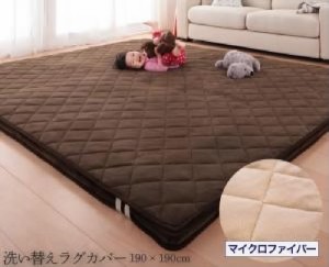 ラグ用専用別売 品単品 スーパーふかふかラグ( サイズ :190×190cm)( 色 : グリーン 緑 )( マイクロファイバー洗い替えラグカバー ) 送料