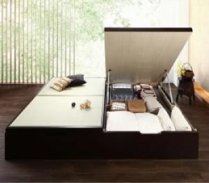 シングルベッド 茶 大容量収納ベッド ベッドフレームのみ くつろぎの和空間をつくる日本製大容量収納ガス圧式跳ね上げ畳ベッド( 幅 :シン