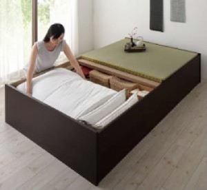 セミダブルベッド 茶 畳ベッド用ベッドフレームのみ単品 日本製・布団が収納できる大容量収納畳連結ベッド( 幅 :セミダブル)( 奥行 :レギ