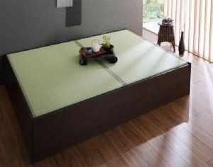 シングルベッド 茶 畳ベッド用ベッドフレームのみ 単品 布団が整理 収納 できる・美草・小上がり畳連結ベッド( 幅 :シングル)( フレーム