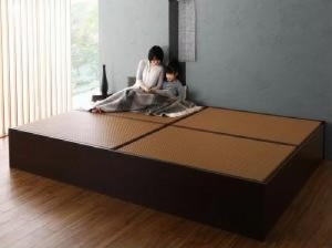 畳ベッド用ベッドフレームのみ 単品 布団が整理 収納 できる・美草・小上がり畳連結ベッド( 幅 :ワイドK240(S+D))( フレーム色 : ダーク