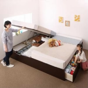 連結ベッド スタンダードボンネルコイルマットレス付き セット コンパクトに壁付けできる国産 日本製 ファミリー整理 収納 連結ベッド( 