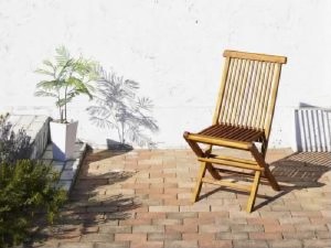 ガーデンファニチャーダイニング用ガーデンチェア (イス 椅子) 2脚組単品 チーク天然木 木製 折りたたみ式ベンチタイプガーデンファニチ