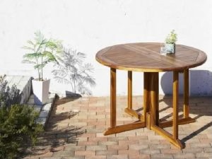 ガーデンファニチャーダイニング用テーブル 机 単品 チーク天然木 木製 ワイドラウンドテーブル ガーデンファニチャー( 机幅 :W110)( 机