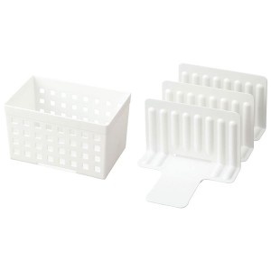 【2個セット】 仕切り 整理 収納 スライドできる冷凍庫スタンド STK-01(ボックス1個・仕切り3枚)ホワイト 白