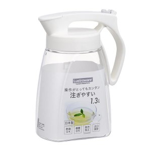 岩崎工業 タテヨコ・ワンプッシュピッチャー 1.3L ホワイト K-1281WH 白 冷水を長時間保冷 熱にも強く、洗いやすい 快適な飲み物の供給を