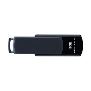 (まとめ）プリンストン USBフラッシュメモリー回転式キャップレス 16GB グレー/ブラック PFU-T3UT/16GA 1セット（10個）【×5セット】 黒