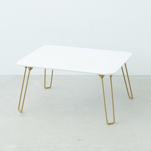 ニーナ 幅60折りたたみテーブル (ホワイト) 幅60cm 脚カラー：ゴールド 机 折り畳み ローテーブル 低い ロータイプ センターテーブル 折
