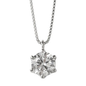 ダイヤモンドペンダント／ネックレス 一粒 プラチナ Pt900 0.4ct ダイヤネックレス 6本爪 Dカラー SI2クラス Excellent エクセレント 0.4