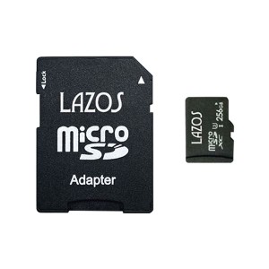 【20個セット】 Lazos microSDXCメモリーカード 256GB UHS-I U3 CLASS10 紙パッケージ L-B256MSD10-U3X20 送料無料