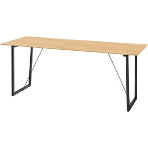 ダイニングテーブル ダイニング用テーブル 食卓テーブル 机 約幅180×奥行80×高さ73cm ナチュラル 天板/棚板切込みデザイン 金属 スチー