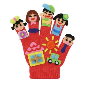 (まとめ）手袋人形づくり 赤 【×10セット】 手袋人形づくりの魔法 簡単に作れるフェルトシールで可愛い赤い手袋人形が10個作れます 手作