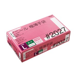 川西工業 ビニール極薄手袋 粉付 L#2027 1セット(2000枚:100枚×20箱) 驚くほど薄くて使いやすい 感触抜群の超薄手グローブ 2000枚セット