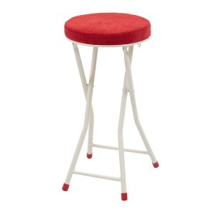 フォールディング ハイスツール イス バーチェア 椅子 カウンターチェア レッド 約幅30cm 完成品 赤 スペースセービングな折りたたみ式ハ