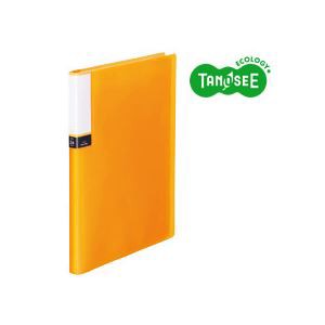 （まとめ）TANOSEE クリアブック（透明表紙） A4タテ 24ポケット オレンジ 40冊 透明なカバーで美しく整理 A4サイズの24ポケットクリアフ