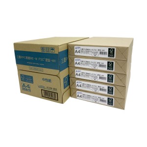 三菱製紙 三菱PPC パソコン 用紙RE-W FSC認証-MX A4 1箱5冊入 送料無料
