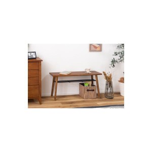 ベンチ ブラウン 棚板付き コンパクト 木製 完成品 茶 木製のベンチに棚板を備えた、スペースを有効活用するコンパクトなブラウン家具 組