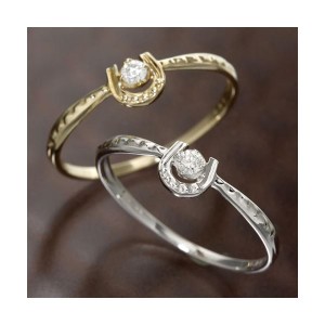 K10馬蹄ダイヤリング 指輪 ホワイトゴールド 11号 白 輝く幸運の蹄跡、ダイヤモンドリングが贈る魅惑の輝き 馬の幸運を宿す指輪、プレミ