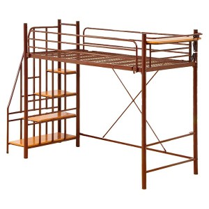 ロフト ベッド 約幅255cm シングル ブラウン 階段付き ベッドフレーム 大人かわいいインテリア 組立品 ベッドルーム 送料無料