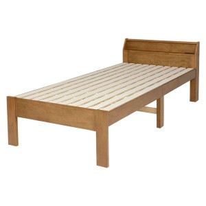 単品 すのこ ベッド シングル 約幅98cm ライトブラウン ロングサイズ 木製 2口コンセント付 高さ調節可 ベッドフレームのみ 組立品 送料