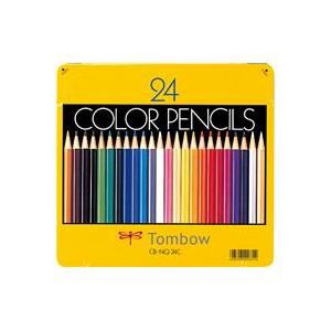 （まとめ）トンボ鉛筆 色鉛筆 CB-NQ24C 24色 缶入 【×3セット】 鮮やかな色彩が広がる オフィスにぴったりのカラーペンセット 24色のカ