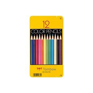 （まとめ）トンボ鉛筆 色鉛筆 CB-NQ12C 12色 缶入 【×5セット】 鮮やかな色彩が広がる オフィスにぴったりのカラーペンセット 12色のカ