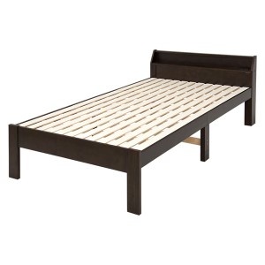 単品 すのこ ベッド セミダブル 約幅120cm ダークブラウン ロングサイズ 木製 2口コンセント付 高さ調節可 ベッドフレームのみ 組立品 送