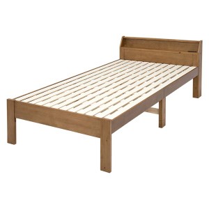 単品 すのこ ベッド セミダブル 約幅120cm ライトブラウン ロングサイズ 木製 2口コンセント付 高さ調節可 ベッドフレームのみ 組立品 送