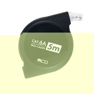 MCO コードリールCAT.6A LANケーブル 配線 5mブラック MUL-CA605／BK 黒 送料無料