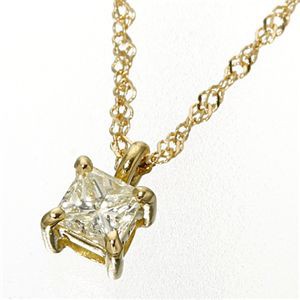 0.15ctダイヤモンドプリンセスカットペンダント/ネックレス イエローゴールド(ゴールド) 黄 輝くダイヤモンドの魅力を纏う、0.15ctのプリ