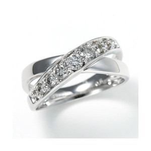 0.5ct ダブルクロスダイヤリング 指輪 エタニティリング 13号 永遠の輝きを纏う、0.5ctのダイヤモンドが織りなすダブルクロスの指輪 ダイ