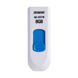 （まとめ）アドテック USB2.0スライド式フラッシュメモリ 8GB ホワイト/ブルー AD-USTW8G-U2R 1個【×10セット】 白 青 送料無料