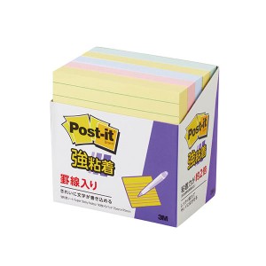 3M Post-it ポストイット 強粘着ノート 罫線入 パステルカラー混色 3M-630-5SSAP 強力な粘着力で、書きやすい罫線入りのパステルカラー混