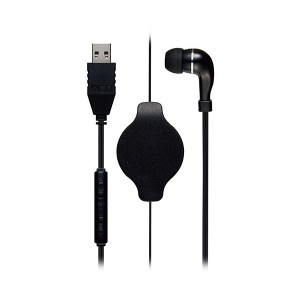 MCO 巻き取り式片耳イヤホン USB ブラック UHP-K01／BK 黒 送料無料