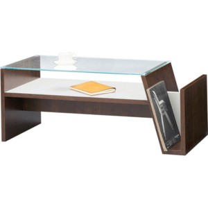 ローテーブル 机 低い ロータイプ センターテーブル センターテーブル 幅90cm ブラウン 棚付き (置き台 置き場付き) 強化ガラス コーヒー