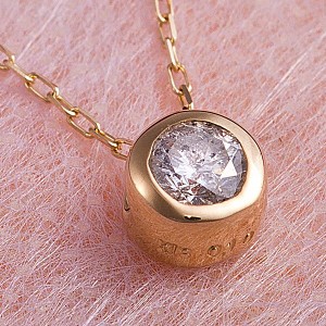 K18YG 0.1ｃｔダイヤモンドフクリンペンダント 輝く18金イエローゴールドのダイヤネックレス 0.1ctのダイヤモンドが贅沢に輝き、フクリン