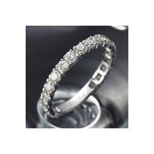 プラチナPt900 ダイヤリング 指輪 1ctエタニティリング 9号 (鑑別書付き） 永遠の輝きを纏う、1カラットのダイヤモンドが輝くプラチナの