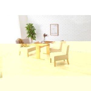 ダイニング4点セット （テーブル 机 ×1 ソファ×1 チェア (イス 椅子) ×2） 約幅110cm 4人掛け ナチュラル×ベージュ 組立品 送料無料