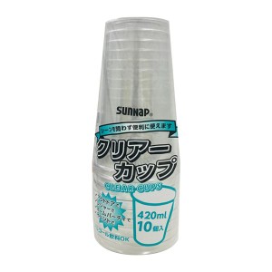 【10個セット】 サンナップ クリアーカップ 420ml 透明 10個入 C4210ZWH 透明で使い捨て可能なクリアカップ 容量420mlのサンナップクリア