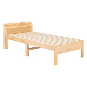 ベッド シングル 約幅97.5cm プレーンナチュラル 木製 頑丈 すのこベッド コンセント付 ベッドフレーム 組立品 ベッドルーム 送料無料