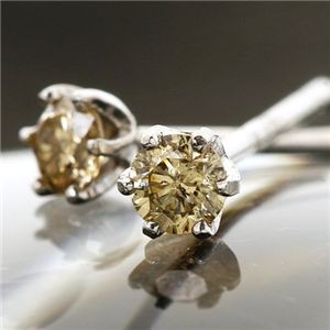 18KWGシャンパンカラーダイヤモンドピアス 計0.1ct 送料無料