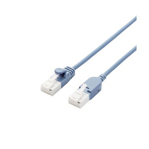 (まとめ） LANケーブル 配線 Cat6A 1m 青 スイングコネクタ (×5セット） 送料無料