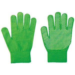 (まとめ）カラーのびのび手袋 すべり止め付 蛍光グリーン 【×10セット】 緑