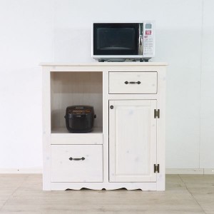 レンジボード レンジ棚 レンジ台 食器棚 キッチンボード 戸棚 約幅90cm WH ホワイト 組立品 白 送料無料