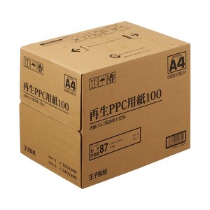 王子製紙 再生PPC パソコン 用紙 100 A4 1箱5冊 環境にやさしい再生素材を使用した高品質なPPC用紙 A4サイズ1箱5冊セット 送料無料
